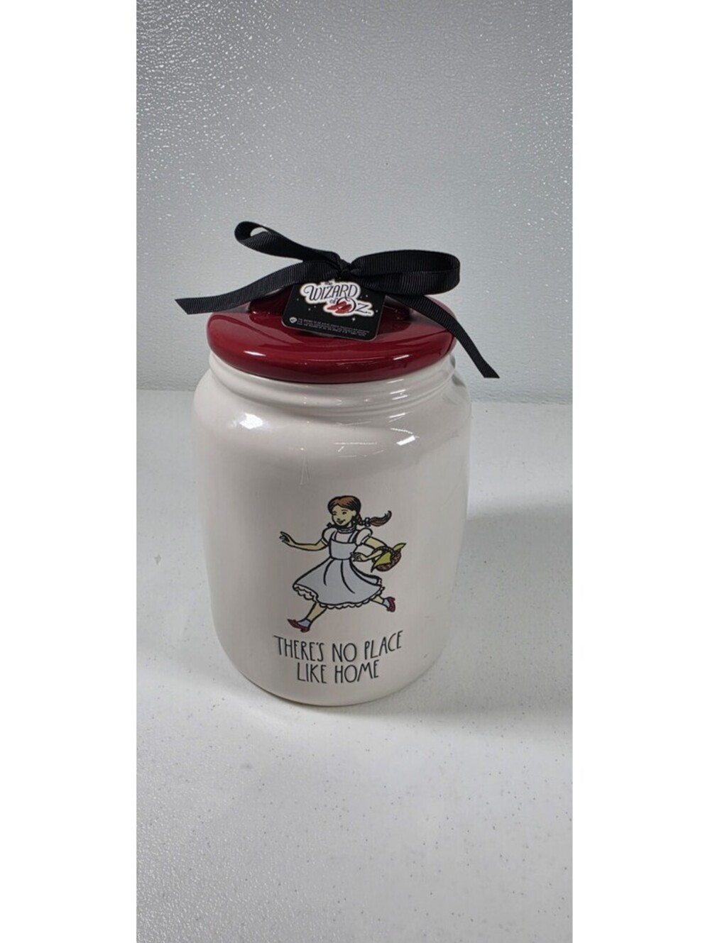 Rae Dunn Wizard Of Oz “There’s No Place Like Home” Dorothy Canister Red Lid New